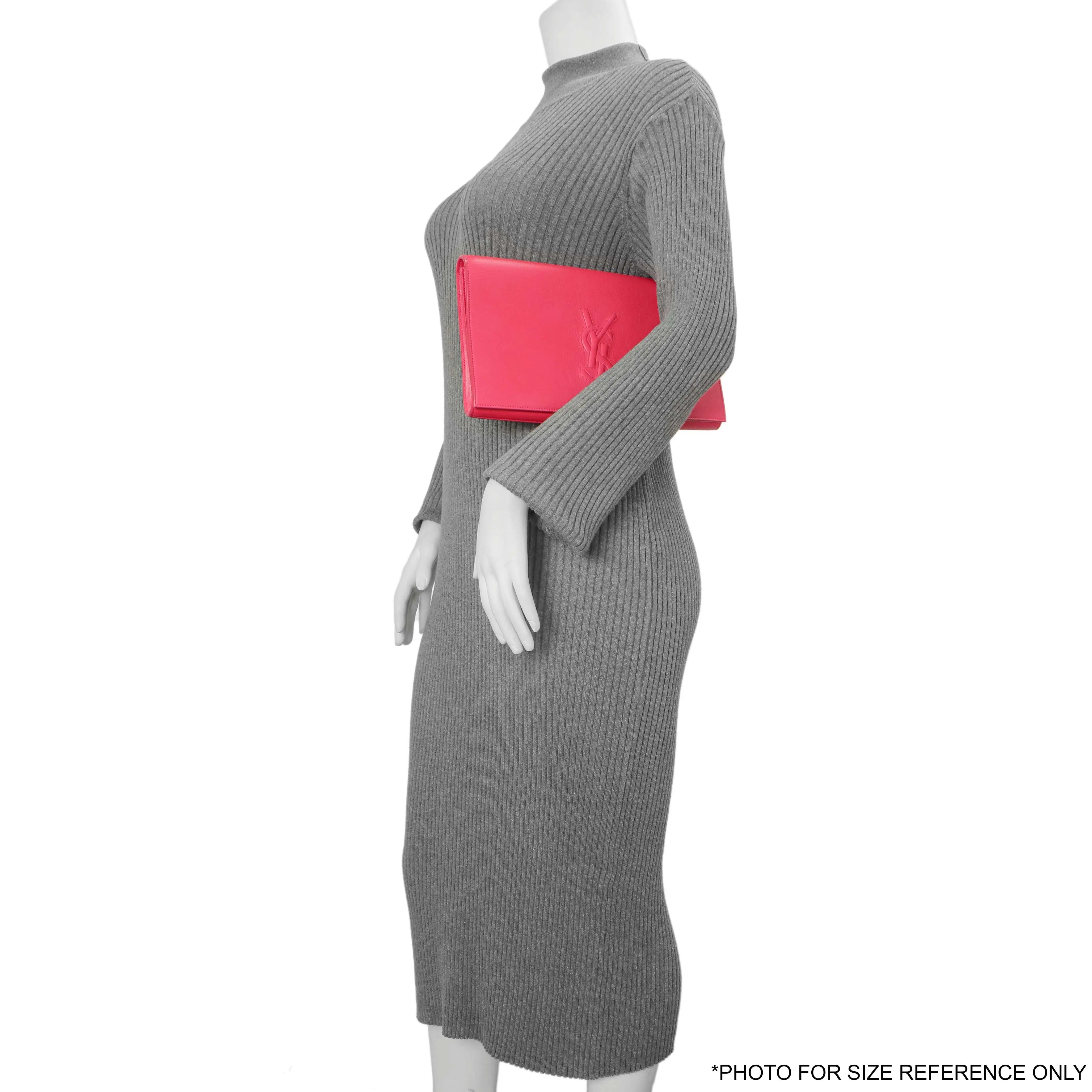 Saint Laurent Fuchsia Calfskin Monogram Large Belle De Jour Clutch