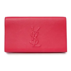 Saint Laurent Fuchsia Calfskin Monogram Large Belle De Jour Clutch