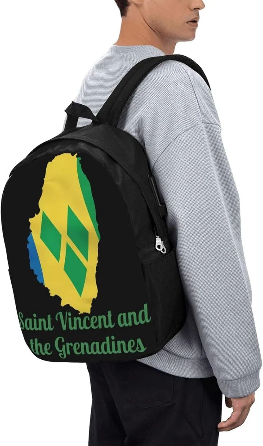 Saint Vincent and the Grenadines Map Flag Laptop Backpacks Travel Backpack Casual Business Daypack Sport Rucksack Computer Bag Fits up to 17 Inch Notebook with USB Port