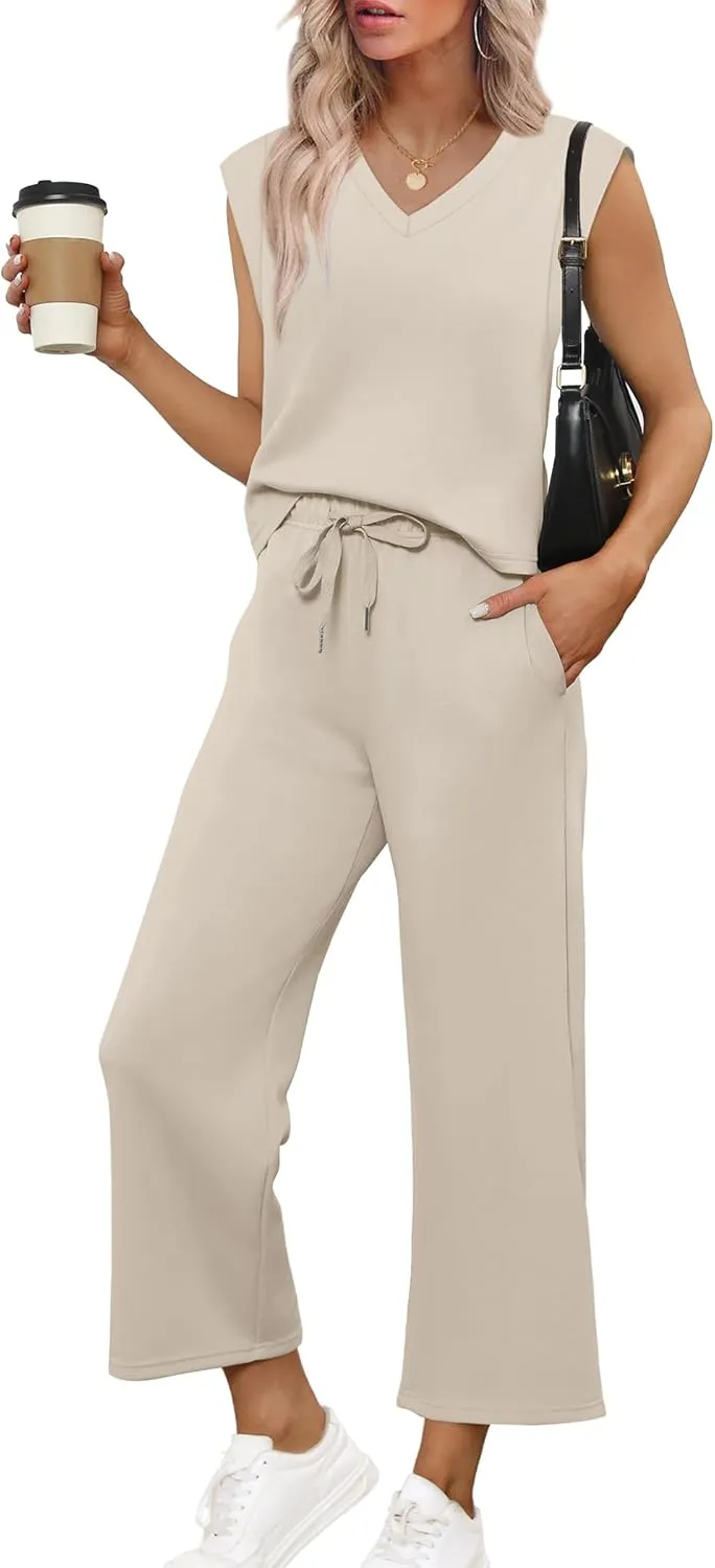 SAMPEEL Two Piece Sets for Women Summer Vacation Travel Outfits Business Casual Outfits Matching Sets Women Clothing