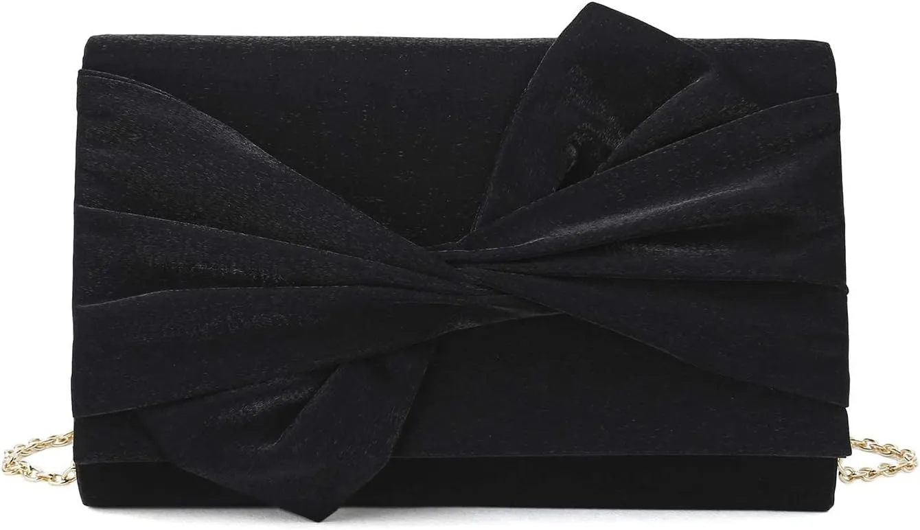 Satin Evening Bag Bow Flap Clutch Purse for Women Formal Party/Prom/Wedding…