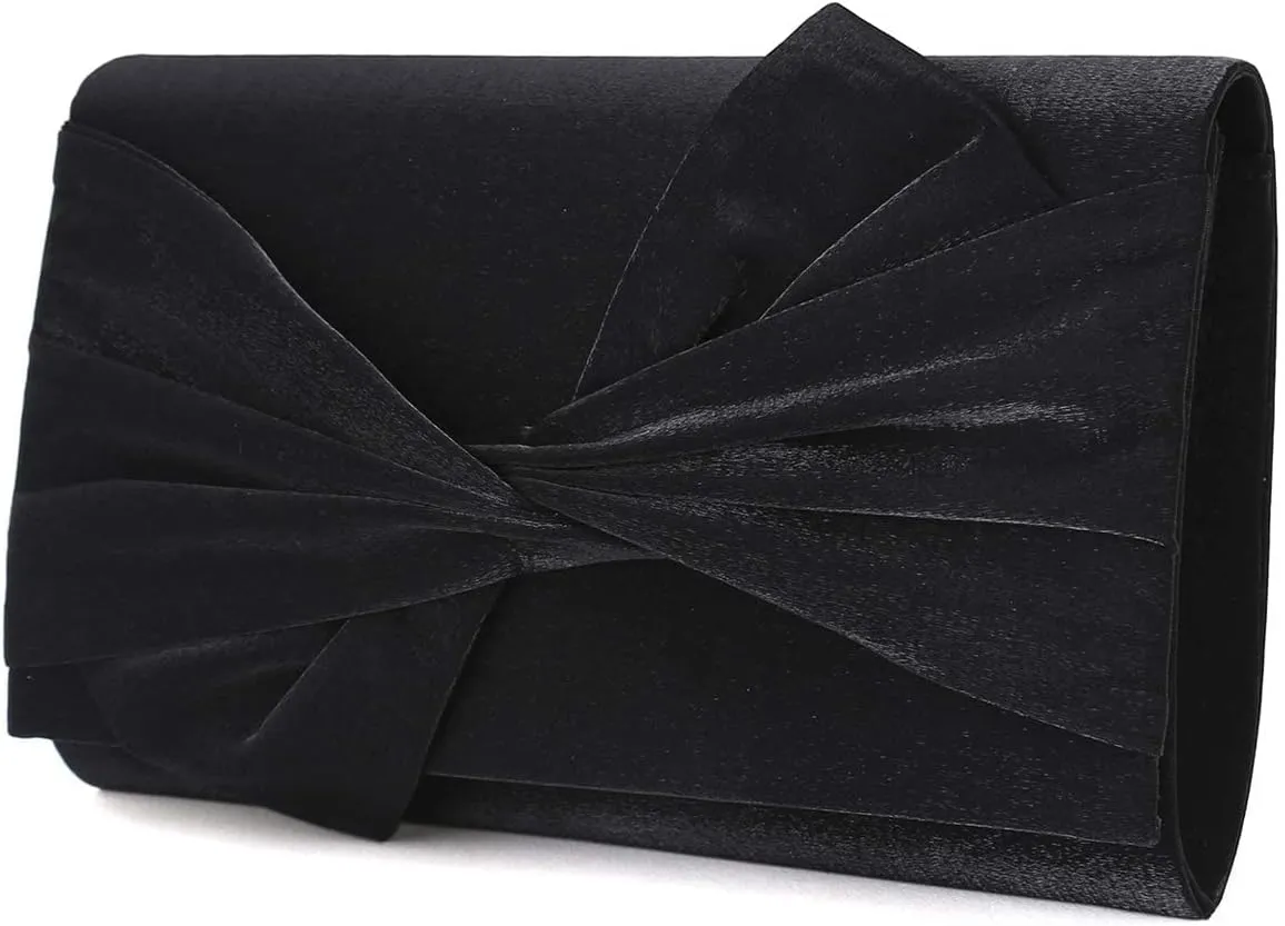 Satin Evening Bag Bow Flap Clutch Purse for Women Formal Party/Prom/Wedding…
