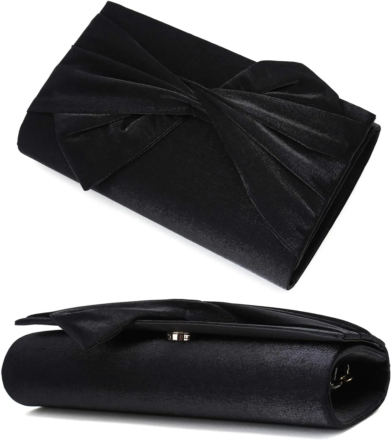 Satin Evening Bag Bow Flap Clutch Purse for Women Formal Party/Prom/Wedding…