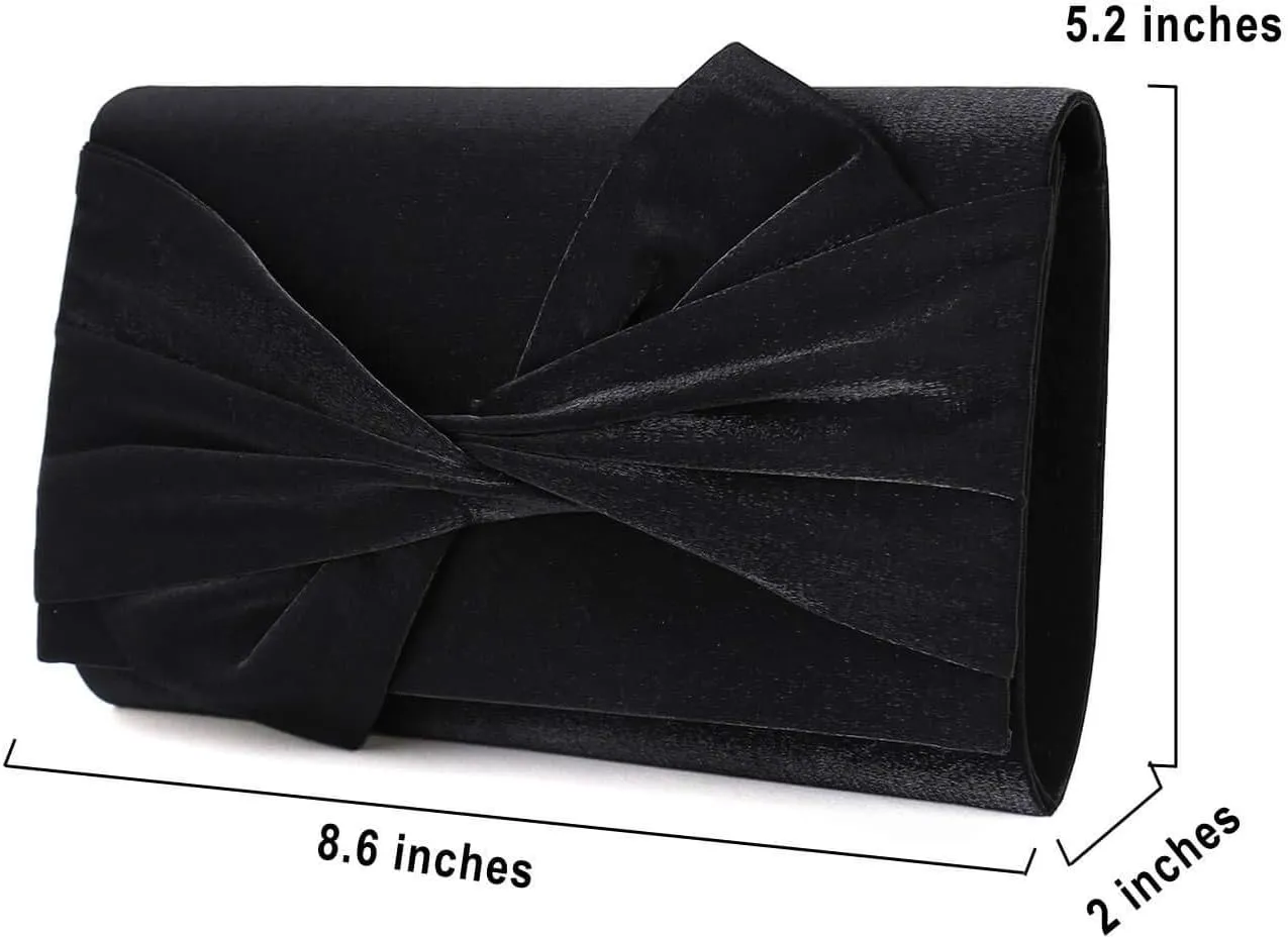 Satin Evening Bag Bow Flap Clutch Purse for Women Formal Party/Prom/Wedding…