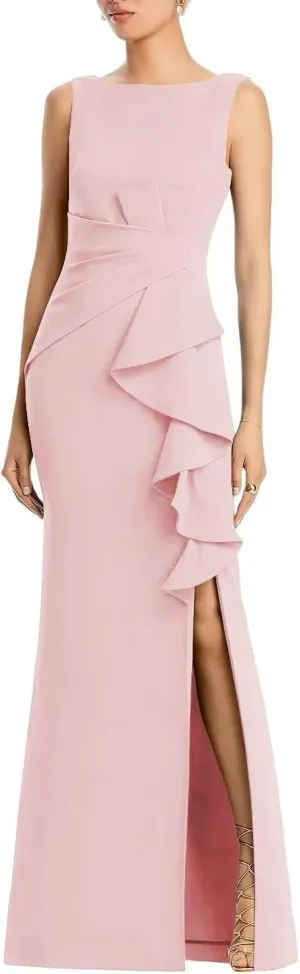 Satin Mermaid Mother of The Bride Dresses Sleeveless Ruched Long Slit Formal Dresses Bodycon Cocktail Gowns XOD0366
