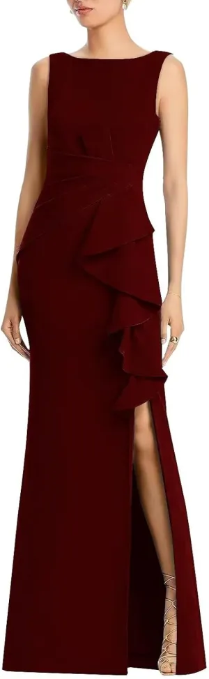 Satin Mother of Bride Dresses for Wedding Long Mermaid Formal Dresses with Slit