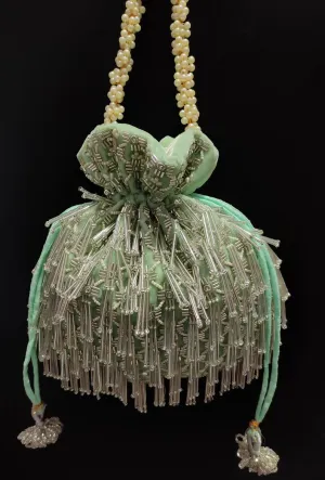 Sea Green Beaded embroidered Potli - Rent
