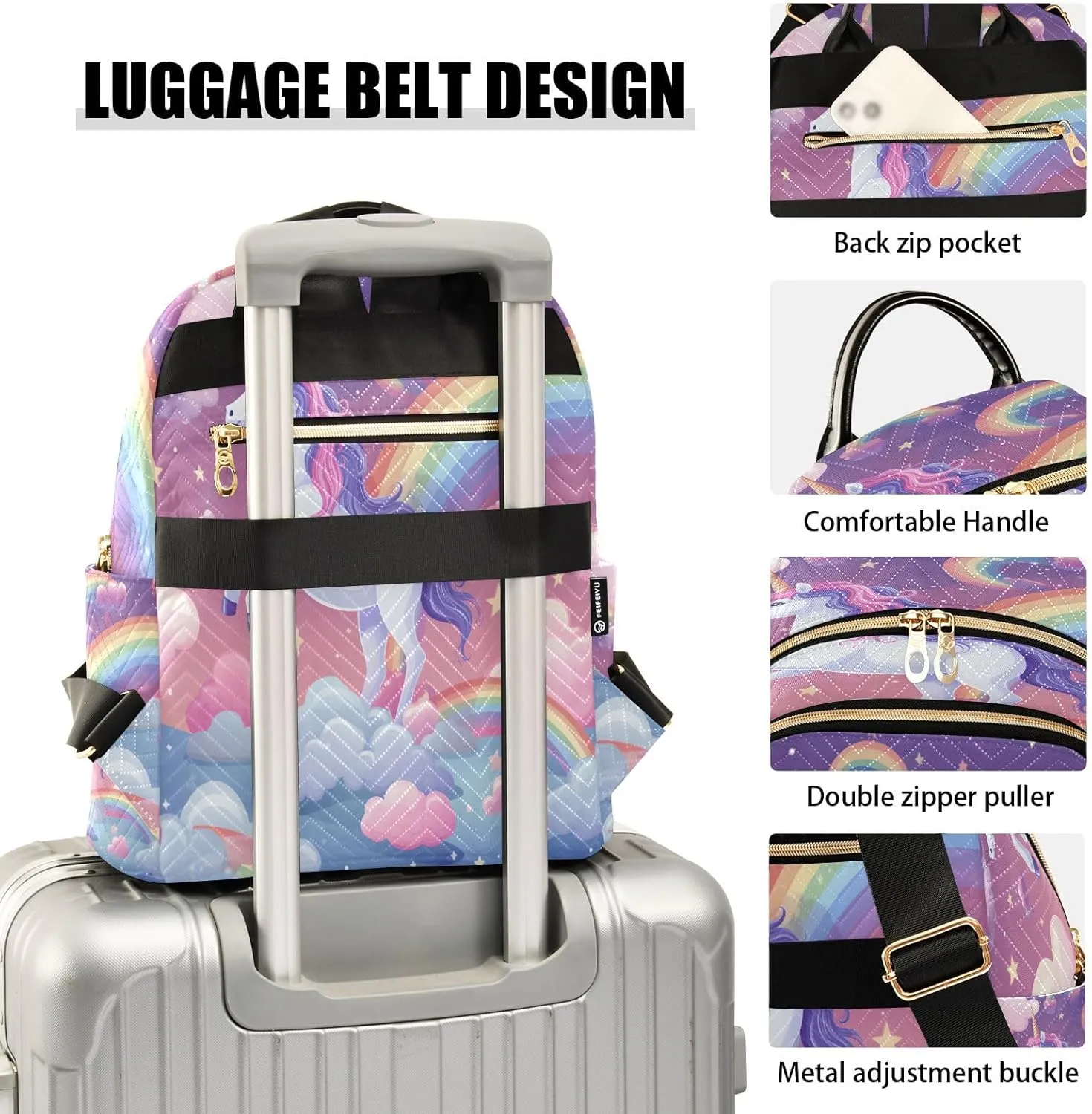 senya Magic Unicorn Rainbow Women Backpack Purse Travel Daypack Shoulder Bag