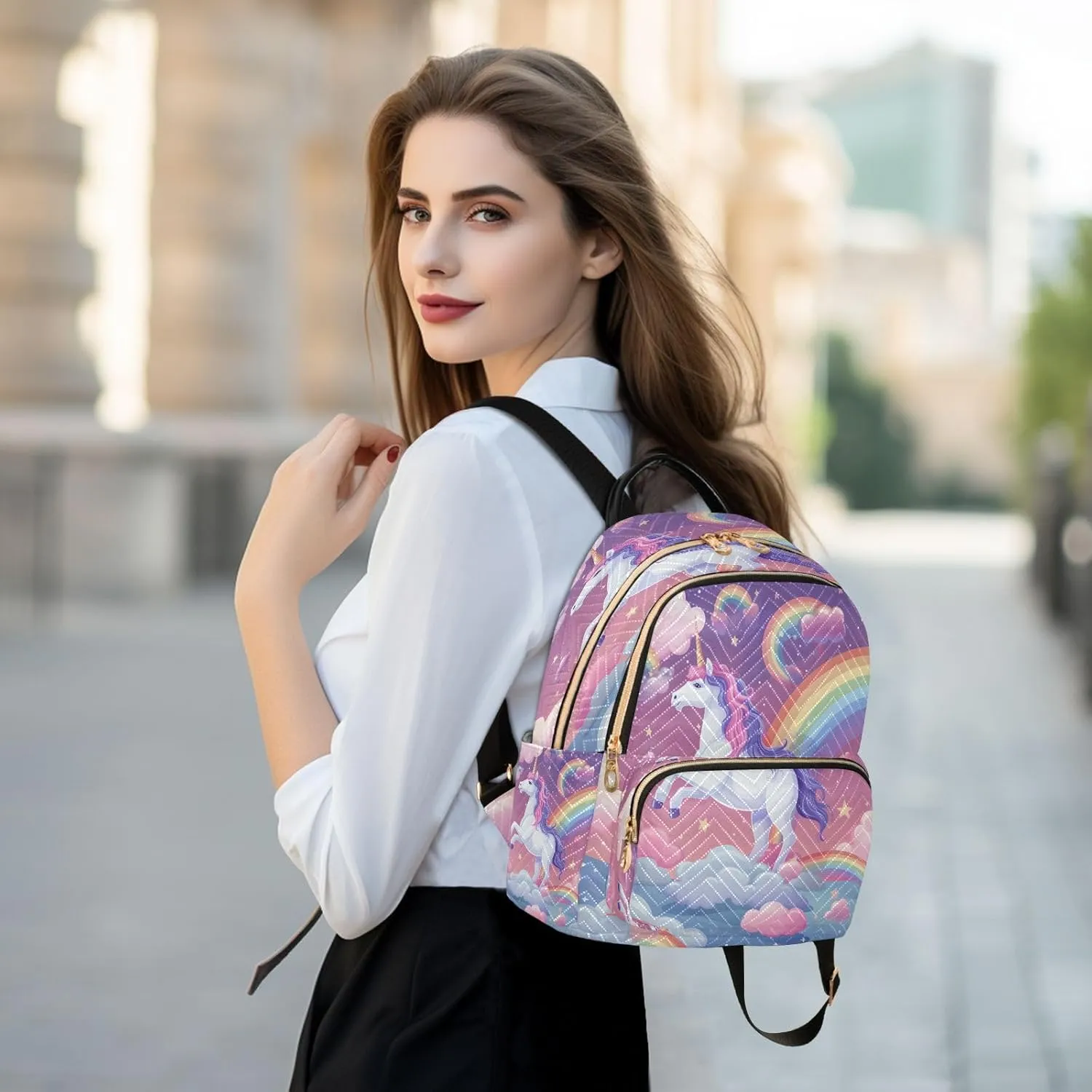 senya Magic Unicorn Rainbow Women Backpack Purse Travel Daypack Shoulder Bag