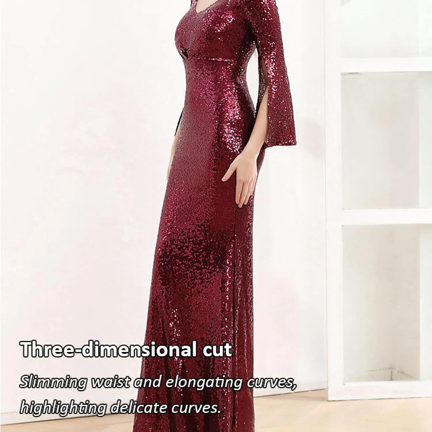 Sequins Evening Dress Dress Temperament Celebrity Banquet V-neck Slim Thin Annual Presidential Dresses