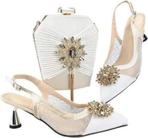 Shimmering Crystal Bridal Pumps Purse African Designer Wedding Accessories