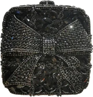 Shining Ladies Bow Knot Evening Clutch Crystal Handbag Rhinestone Shoulder Bag Diamond Purse for Wedding Prom Party