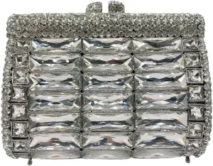 Shiny Rhinestone Evening Clutch Handbag Elegant Crystal Box Purse for Wedding Party Prom