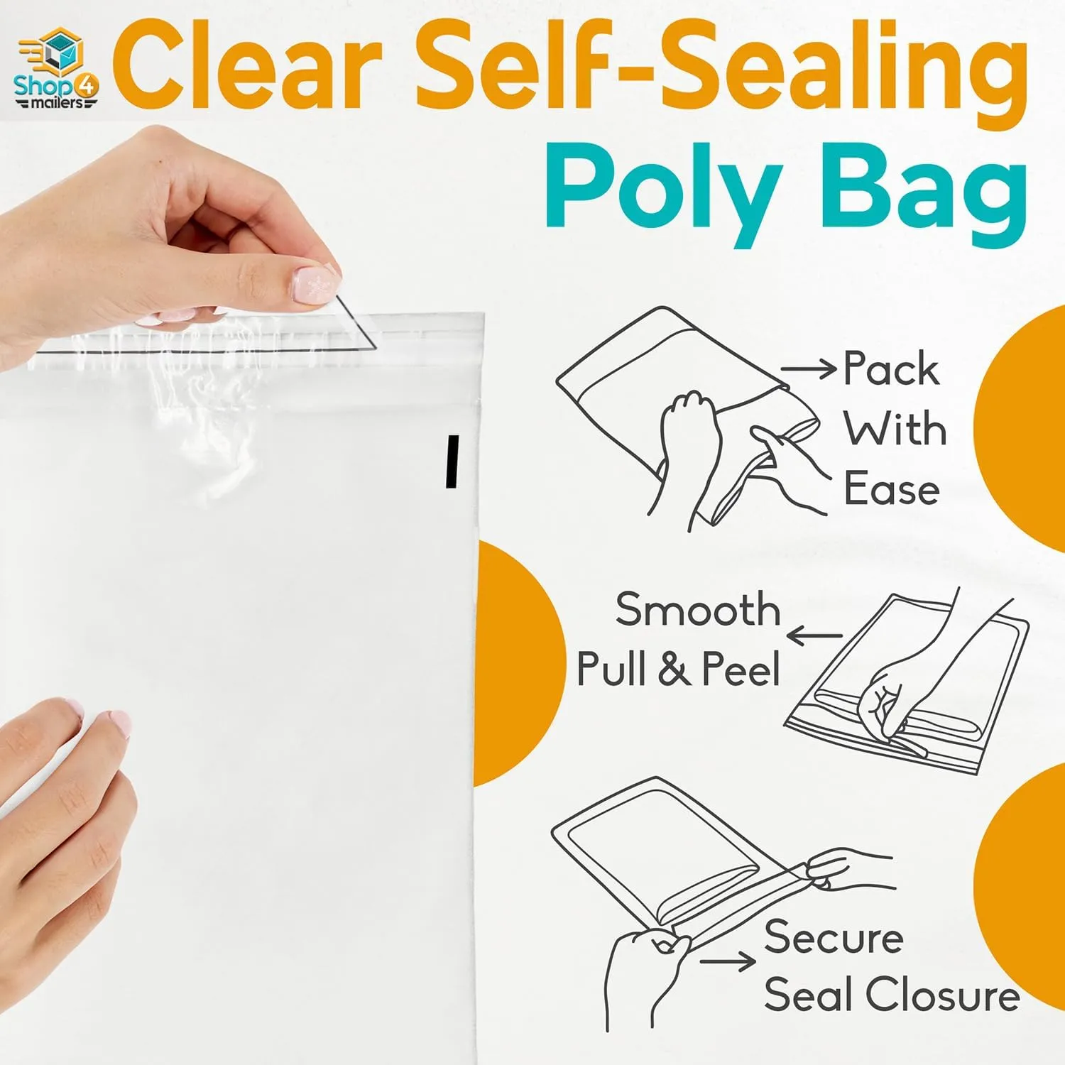 Shop4Mailers 19 x 24 Clear Plastic Poly Bags 1.5 Mil Self Seal Packaging for Apparel, Jewelry, Documents, Prints, Gifts, Storage – Resealable (50 Pack)