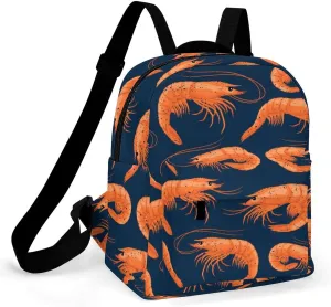 Shrimp Pattern Sea Food Backpack Shoulders Bag Sports Backpack for Party Business Travel