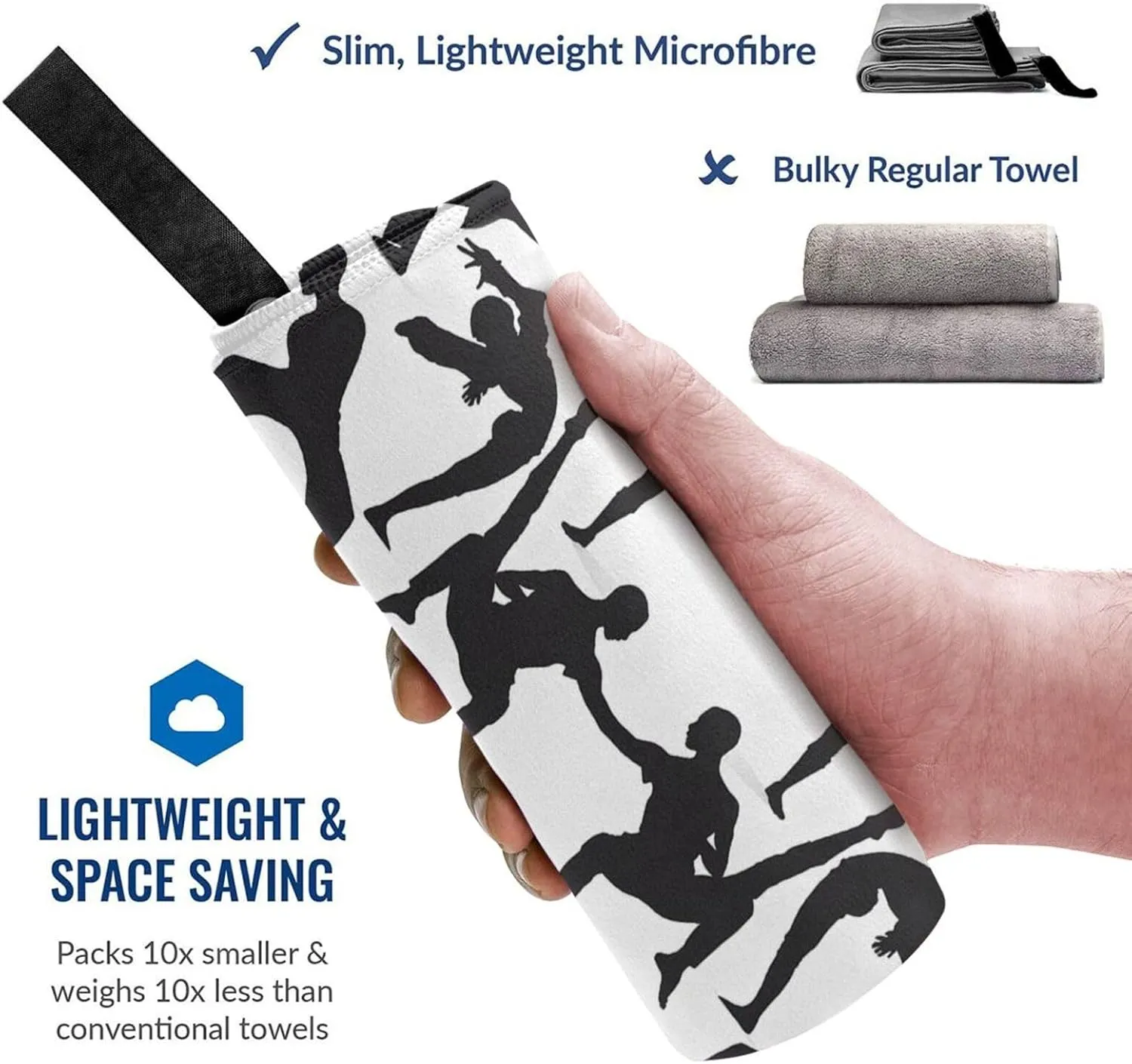 Silhouettes of Martial Arts Premium Compact Microfiber Travel Towel-Featherlight & Quick Dry,Sand-Resistant Beach Towel for Swimming,Camping,Vacation Essentials with Carry Pouch