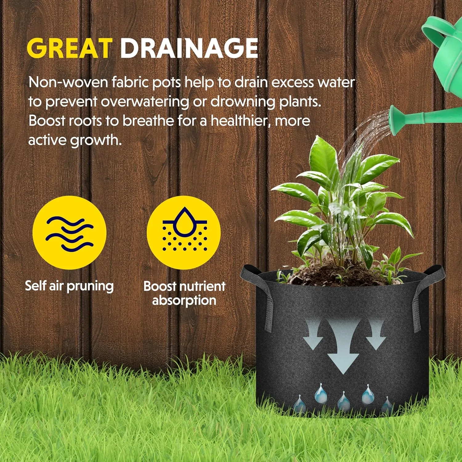 Simple Deluxe 12 Pack 5 Gallon Grow Bags, 300G Vegetable/Flower/Plant Fabric Pots with Handles, Heavy Duty Thickened Nonwoven Planting Bag with 12 Pcs Plant Labels