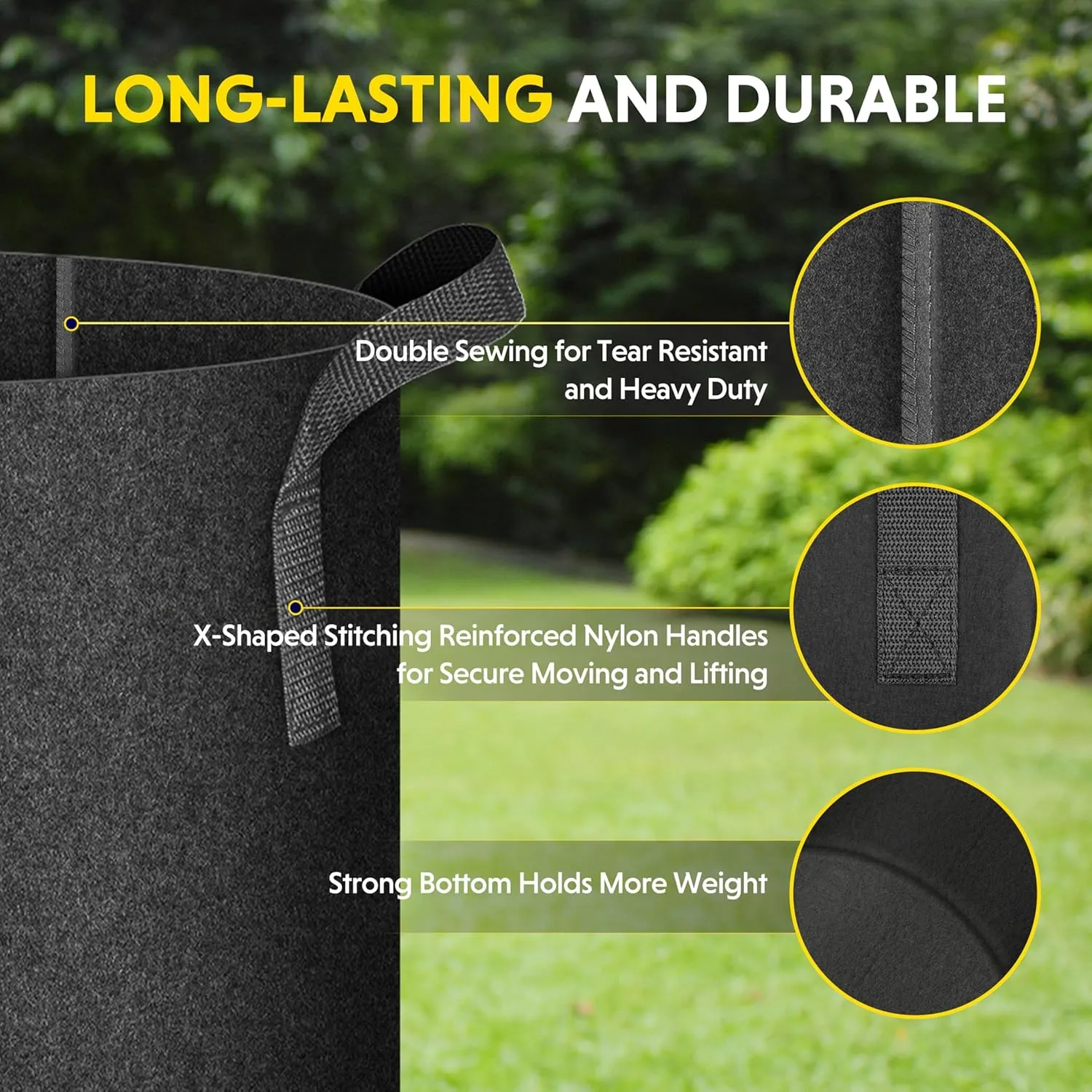 Simple Deluxe 12 Pack 5 Gallon Grow Bags, 300G Vegetable/Flower/Plant Fabric Pots with Handles, Heavy Duty Thickened Nonwoven Planting Bag with 12 Pcs Plant Labels