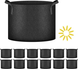 Simple Deluxe 12 Pack 5 Gallon Grow Bags, 300G Vegetable/Flower/Plant Fabric Pots with Handles, Heavy Duty Thickened Nonwoven Planting Bag with 12 Pcs Plant Labels