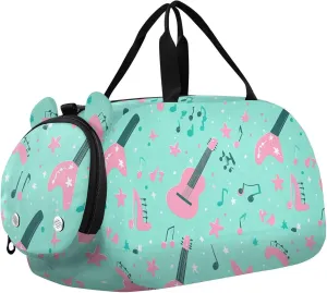 Simple Fresh Blue Instruments Kids Duffel Bag with Shoes Compartment Large Capacity Overnight Travel Weekender Tote for Beach Swim Bags Pool Sports