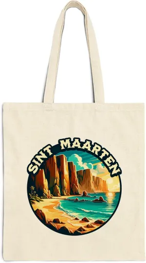 Sint Maarten Cotton Tote Bag for Women Men Casual Tote Bag Cloth Canvas Shopping Bags with Handles Cute Bags Everyday Use 15" x 16" Aesthetic Gift ID44997