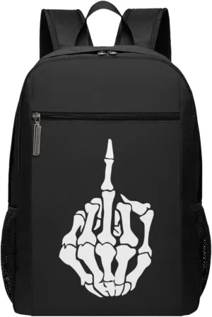 Skeleton Middle Finger Travel Laptop Backpack, Business Anti Theft Slim Sturdy Laptops Backpacks, College Computer Bag Gift for Men & Women Fits 17 Inch Notebook,Black
