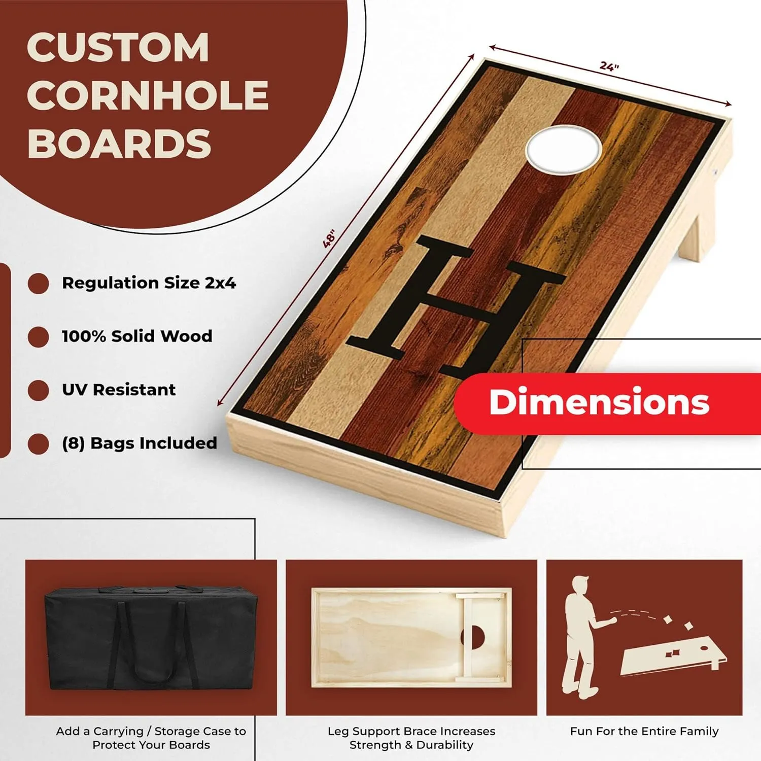 Skip's Garage Tennessee State Flag Cornhole Board Set - Corn Hole Game Boards - Regulation Size - Includes Boards   Optional Lights & Cases