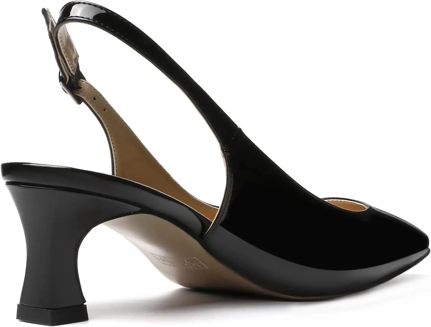 SKYSTERRY Women's Dress Evening Slingback Kitten Square Toe Office Patent Spool Low Heel Pumps Shoes 2 Inch
