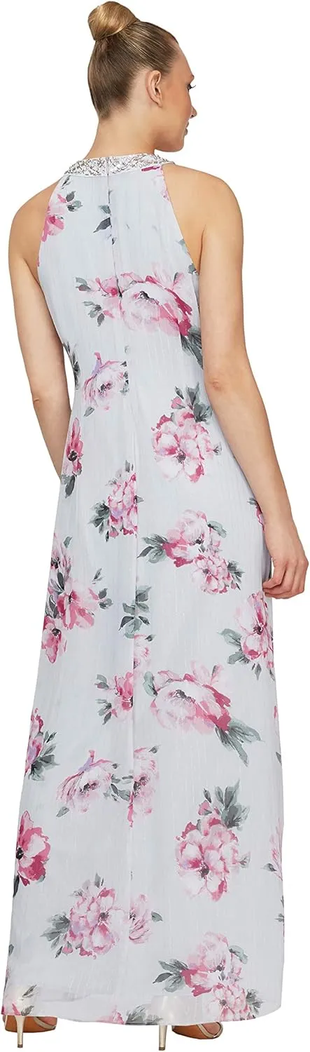 S.L. Fashions Women's Jewel Neck Drape Front Dress