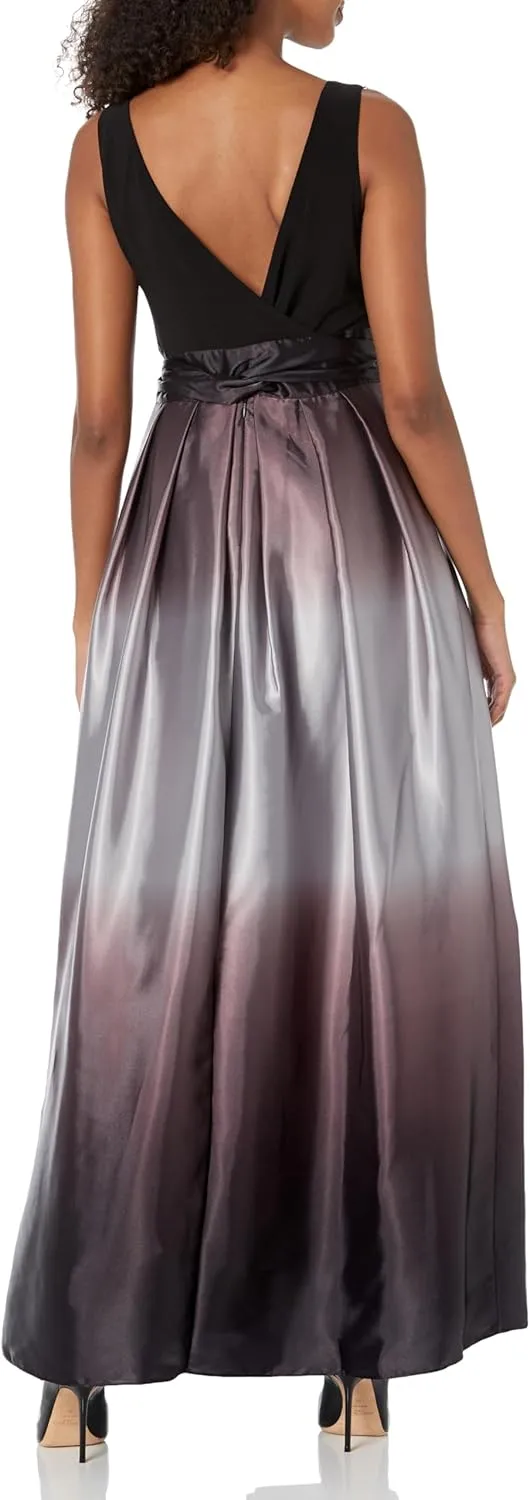 S.L. Fashions Women's Long Satin Mother of The Bride Dress with Pockets, Formal Party Gown (Petite and Regular Sizes)