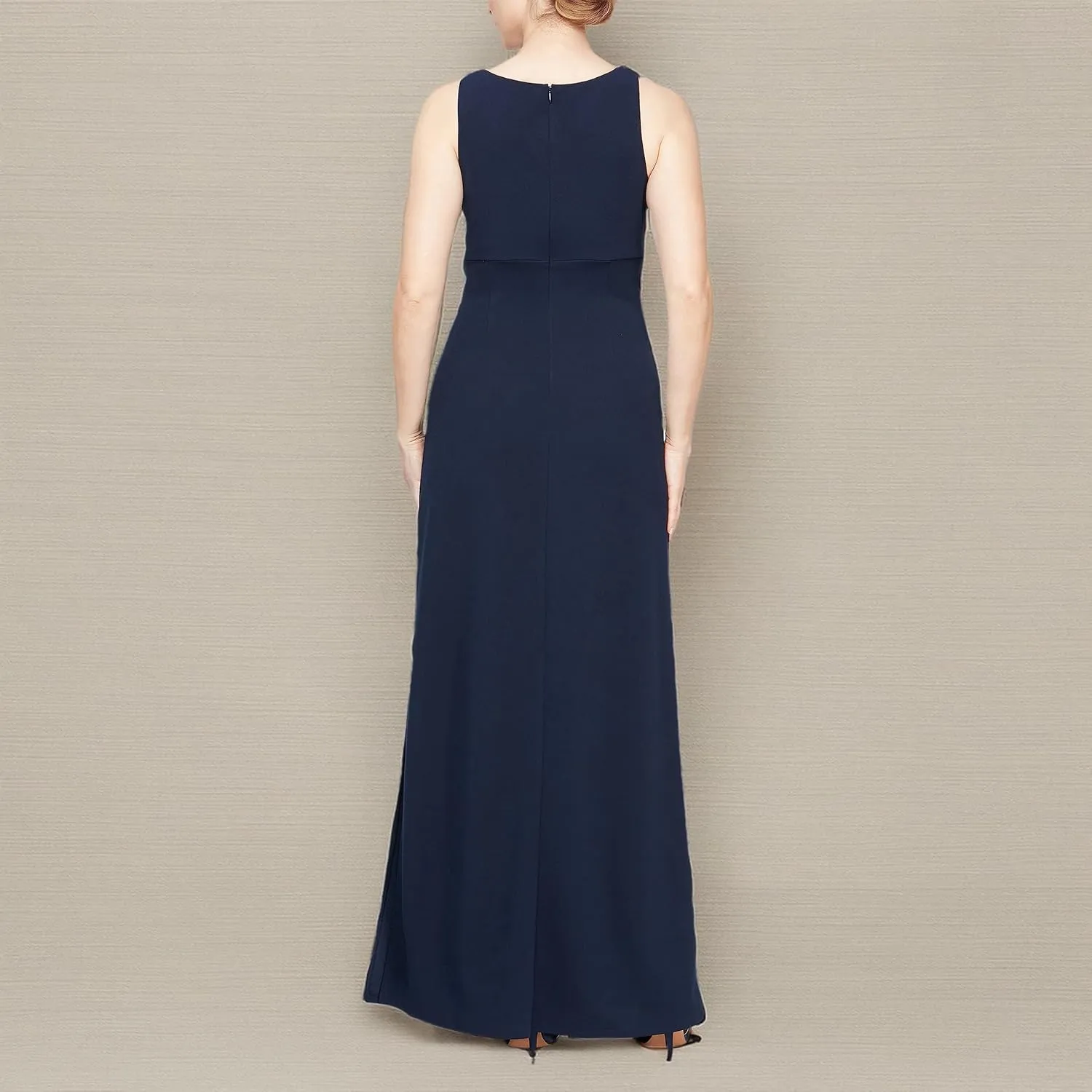 S.L. Fashions Women's Long Sleeveless Evening Gown with Ruched Waist