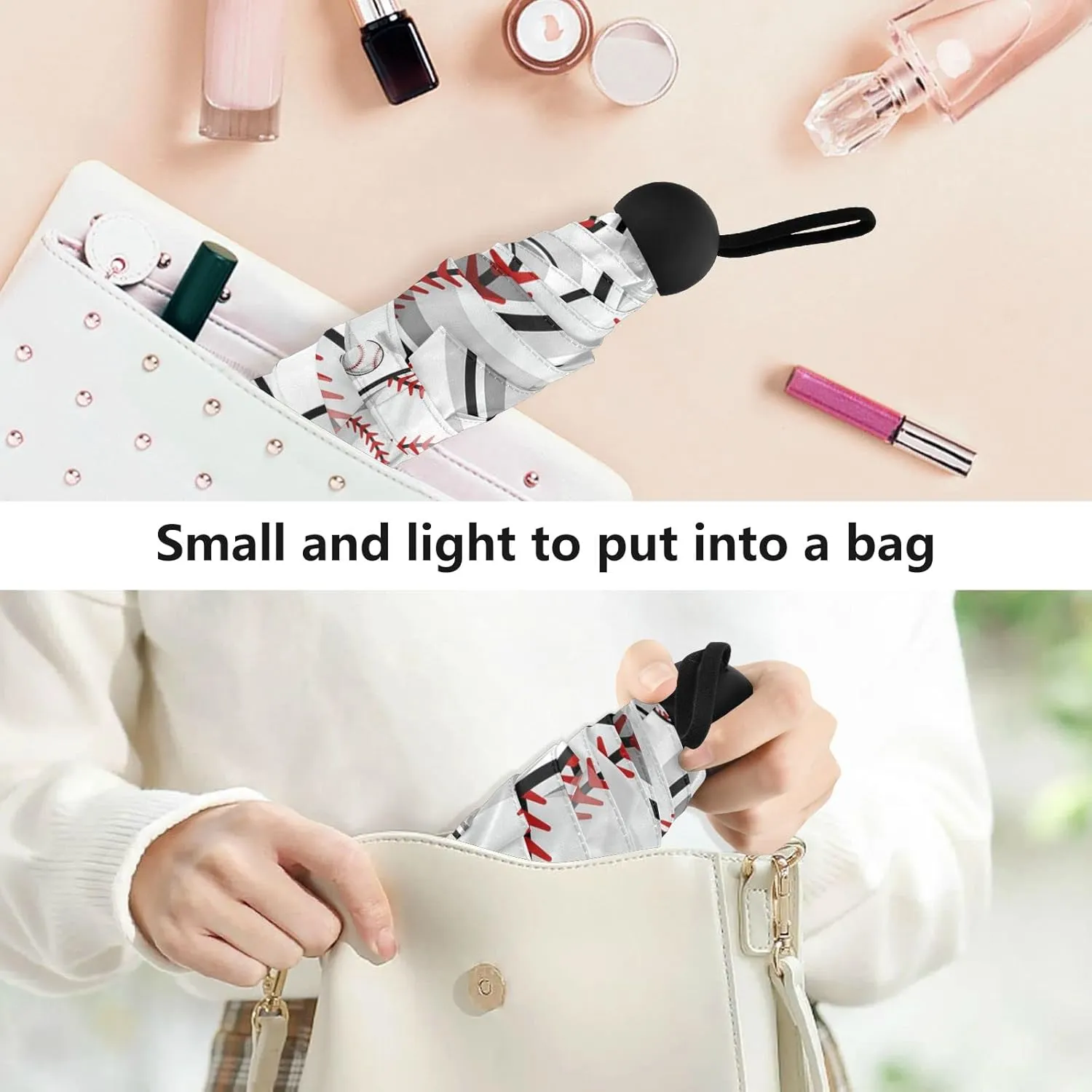 Small Mini Anti-UV Compact Travel Umbrella, 5 Folding Ultra-Light Umbrella, 6 Ribs Pocket Windproof Foldable Vinyl Parasol
