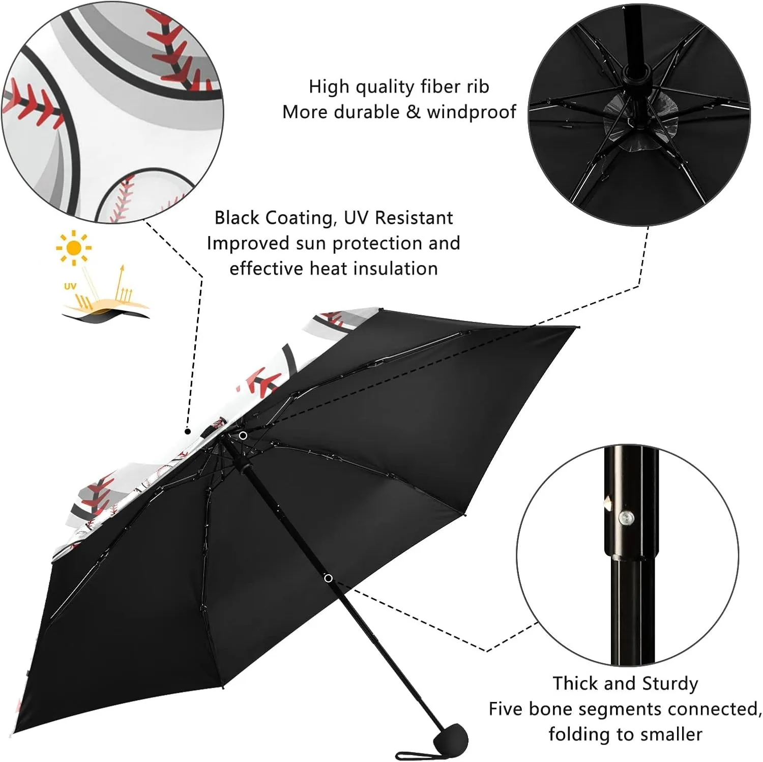 Small Mini Anti-UV Compact Travel Umbrella, 5 Folding Ultra-Light Umbrella, 6 Ribs Pocket Windproof Foldable Vinyl Parasol
