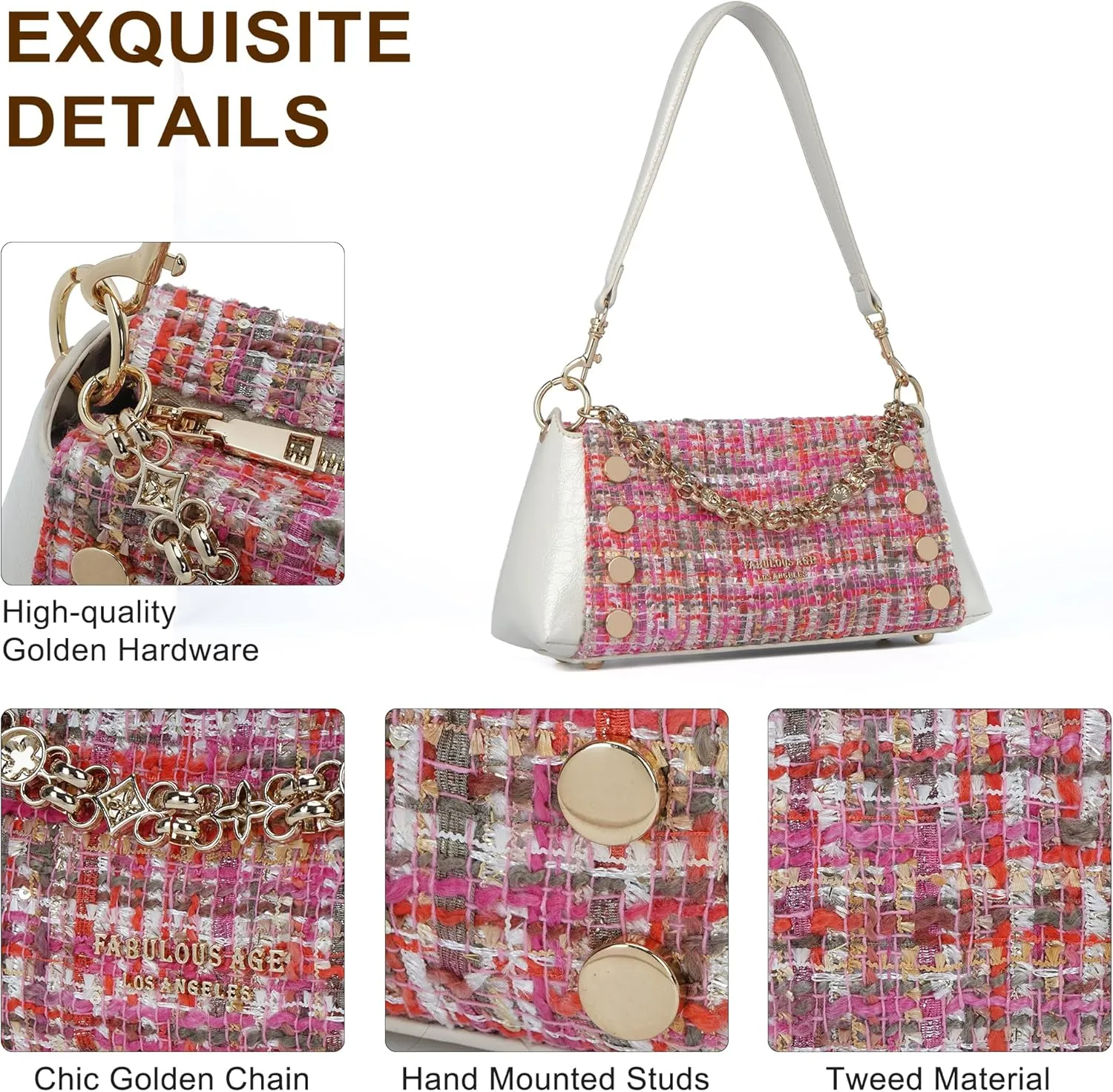 Small Shoulder Bag for Women Y2K Purse Designer Trendy Satchel Handbag Hobo Studded Bag