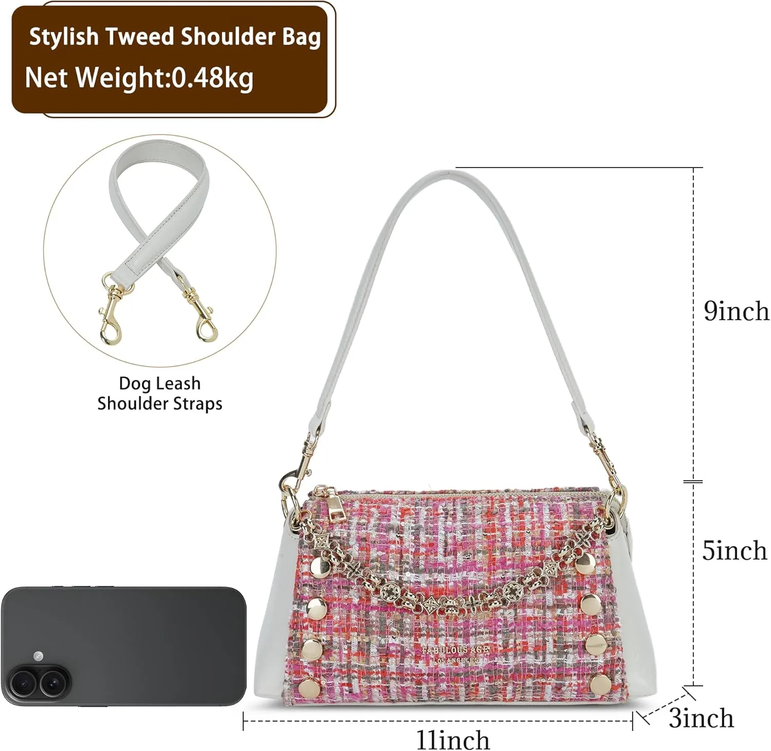 Small Shoulder Bag for Women Y2K Purse Designer Trendy Satchel Handbag Hobo Studded Bag