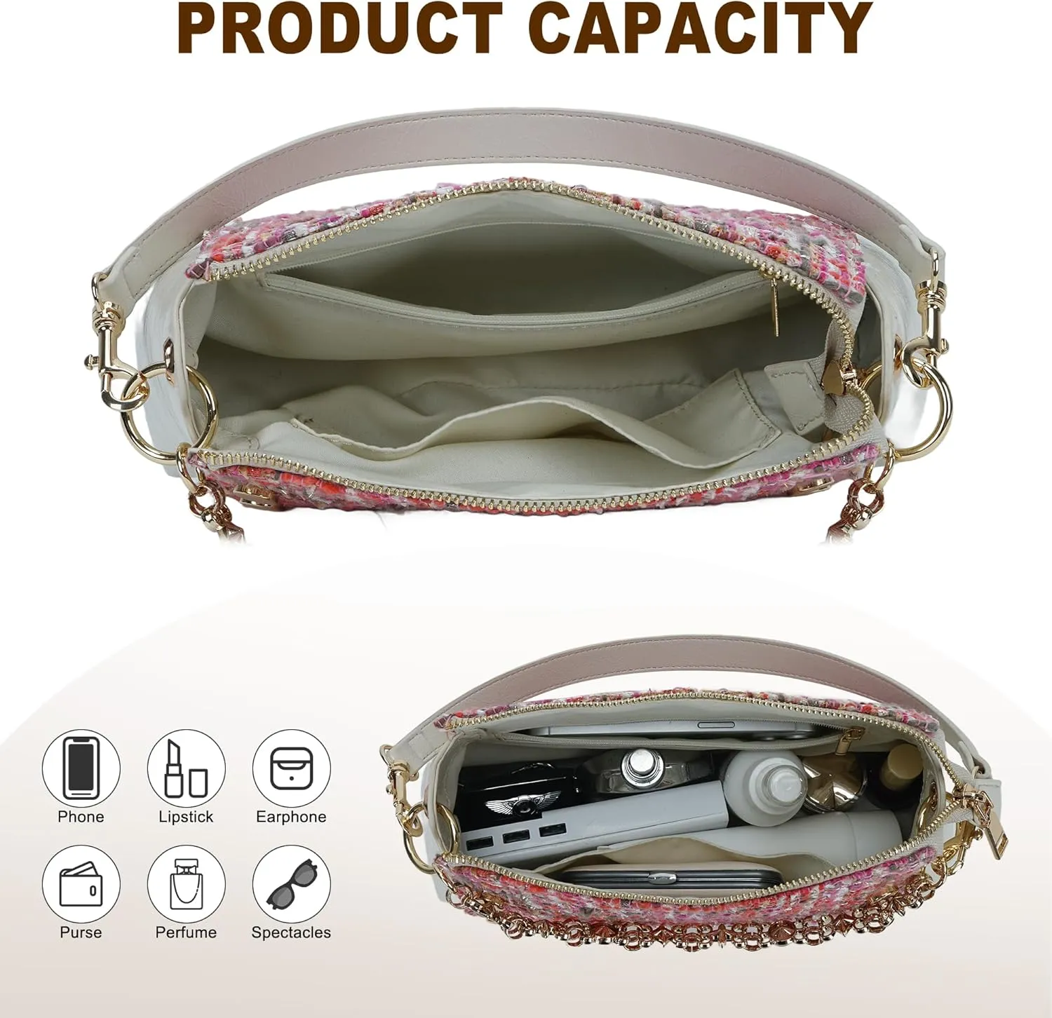 Small Shoulder Bag for Women Y2K Purse Designer Trendy Satchel Handbag Hobo Studded Bag