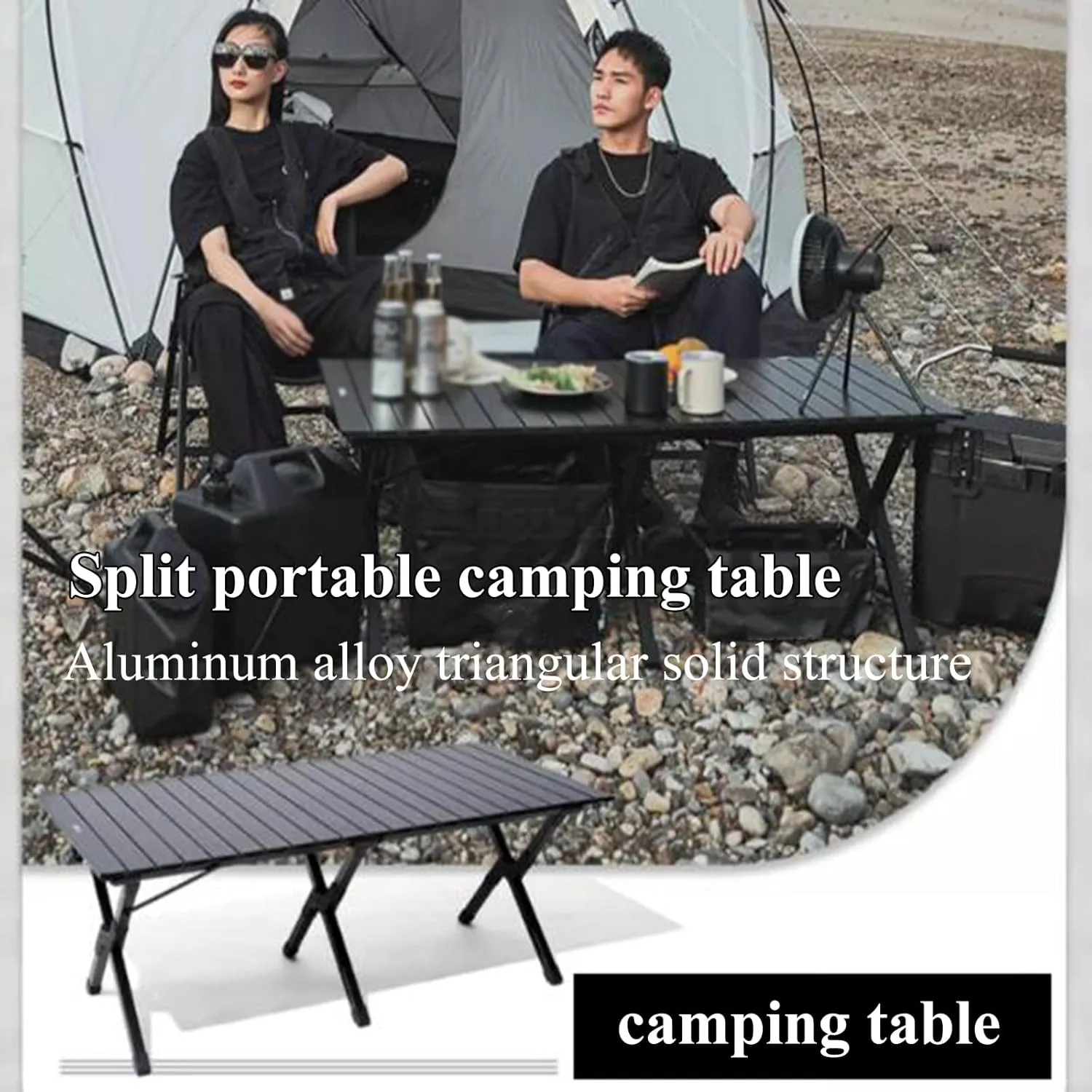 SOBOUR Ultra-Light Camping Table Folding Camping Picnic Table Compact Frame Camping Table Roll Up Table Top with Carry Bag for Camp