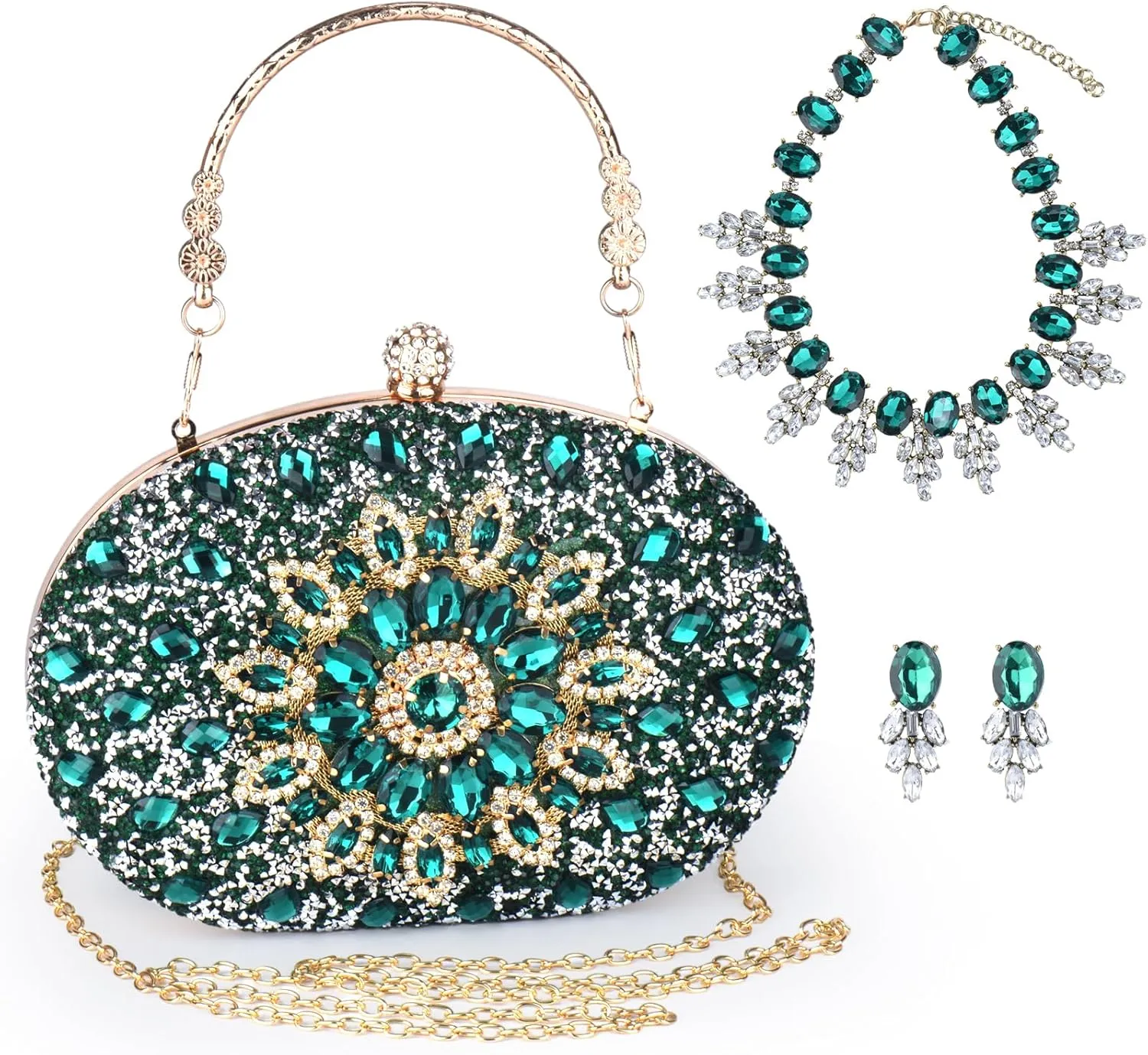 Sparkle Jeweled Clutch Purses Crystal Wedding Evening Purse for Women