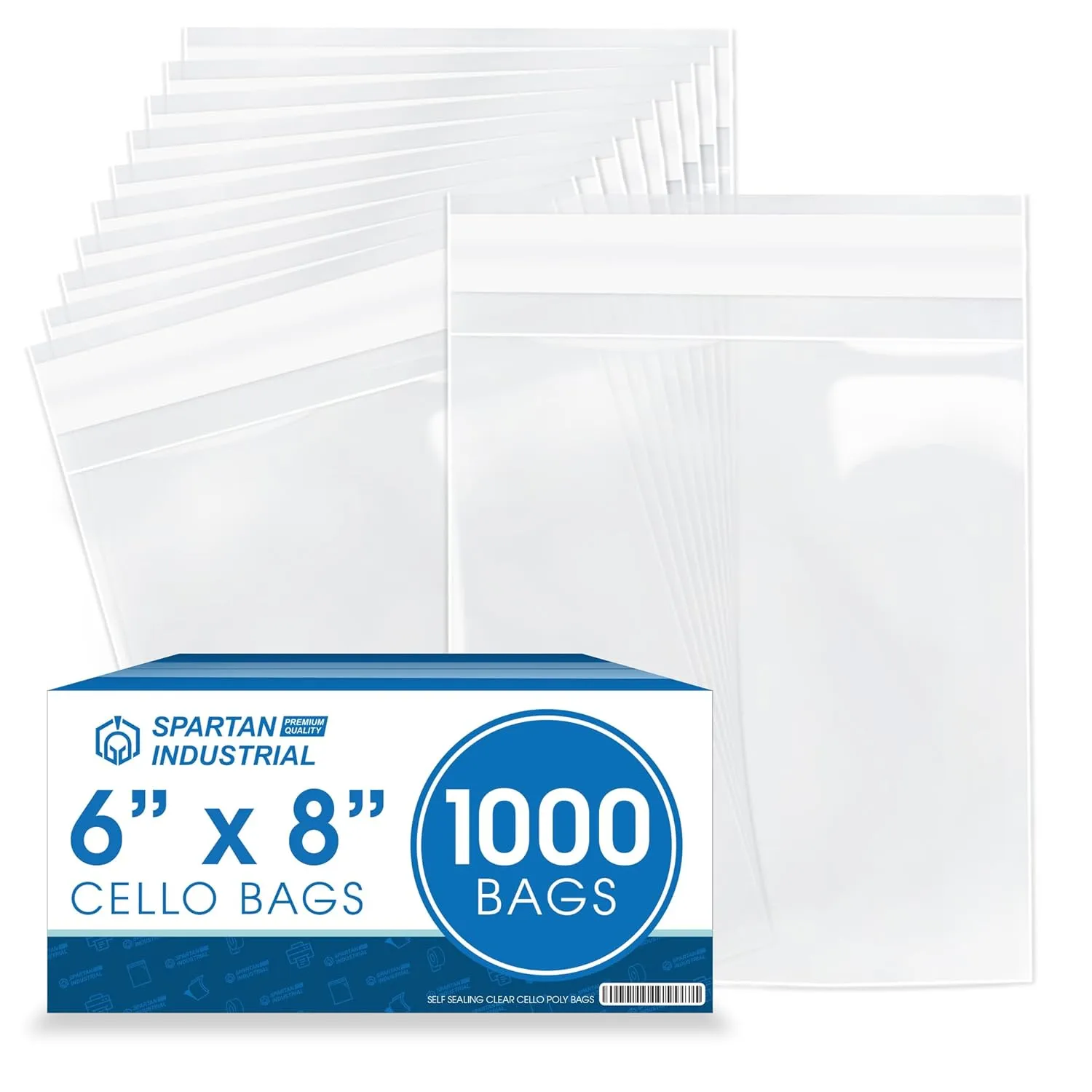 Spartan Industrial - 6" X 8" (1000 Count) Crystal Clear Resealable Cello Poly Bags for Jewelry, Treats, Party Favors - Self Seal