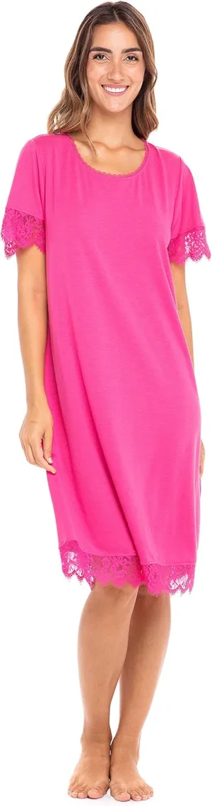 sporto Long Lace Nightgowns for Women Plus Size & Regular Night Shirt Dress Sleepwear