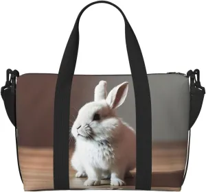 SSIMOO Cry White Rabbit Print Versatile Travel Duffel Bag,The Companion For Business And Personal Trips, Black
