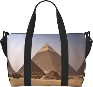 SSIMOO Pyramids Of Egypt Print Portable Travel Duffel Bag,Ideal For Business And Private Travel, Black
