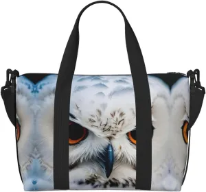 SSIMOO Snowy Owl Eyes Print Portable Travel Duffel Bag,Ideal For Business And Private Travel, Black