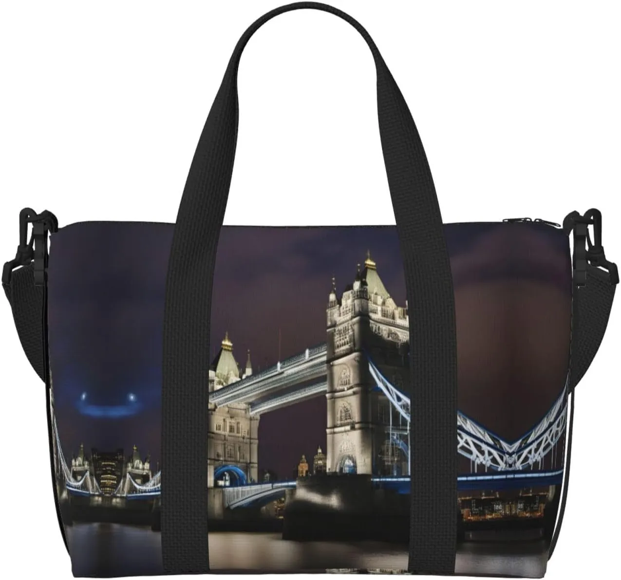 SSIMOO Tower Bridge In London Print Portable Travel Duffel Bag,Ideal For Business And Private Travel, Black