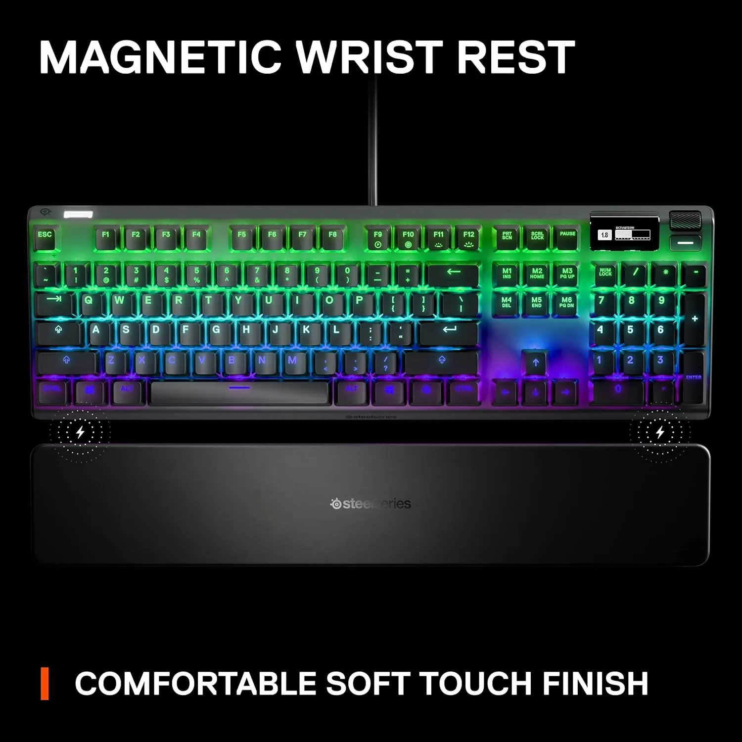SteelSeries Apex Pro HyperMagnetic Gaming Keyboard — Adjustable Actuation — OLED Screen — RGB – USB Passthrough​