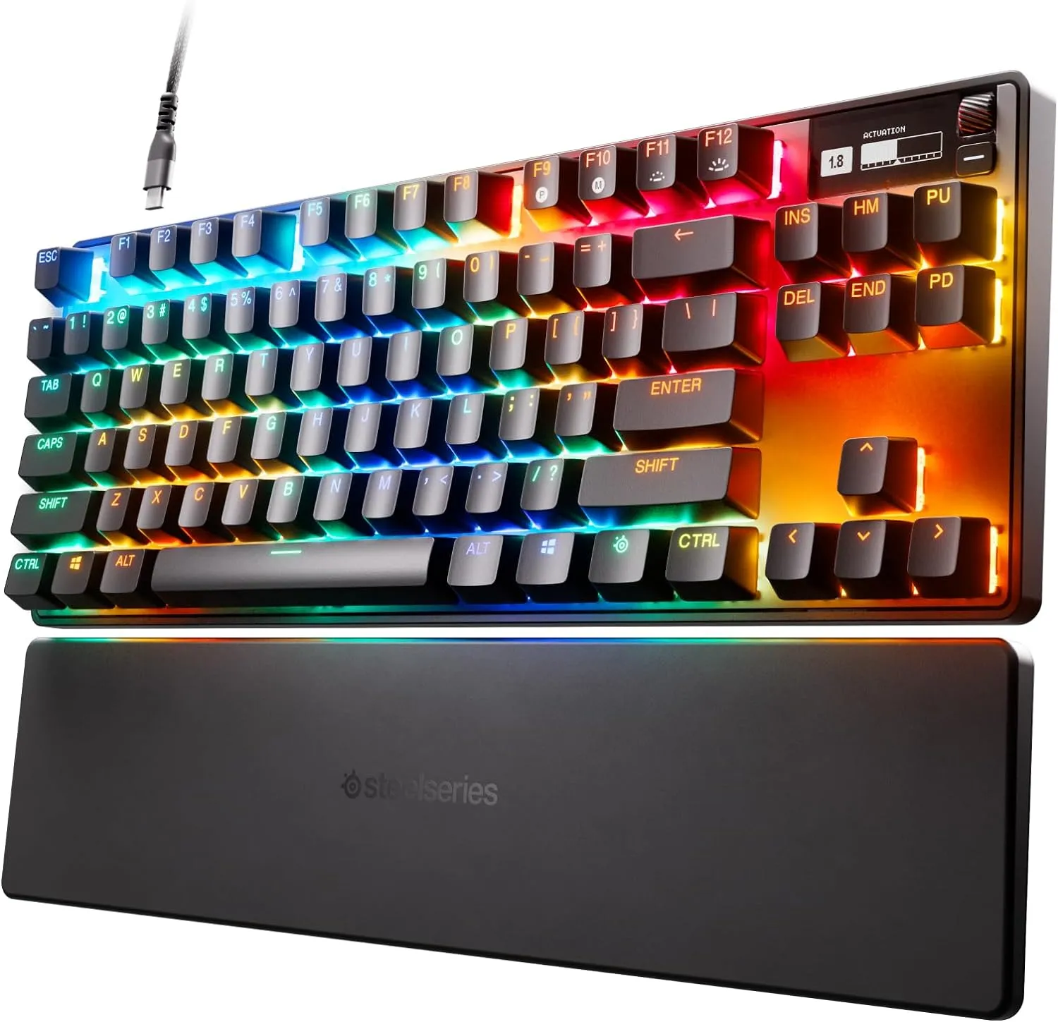 SteelSeries Apex Pro TKL HyperMagnetic Gaming Keyboard - Adjustable Actuation - Esports Tenkeyless - OLED Screen - RGB - PBT Keycaps - USB-C