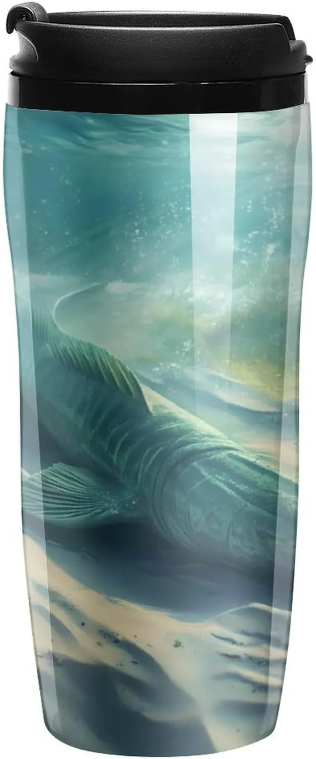 Sturgeon Fish Coffee Mug with Lid Portable Tumbler Water Bottle for Travel Business 350ml