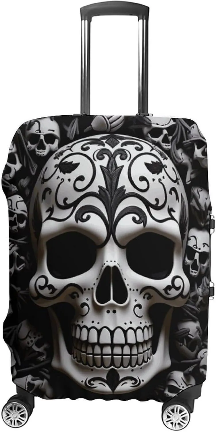 Suitcase Covers for Luggage Black And White Skulls Fashion Luggage Cover Washable Protector Waterproof Suitcase Cover Anti-scratch Travel Suitcases Covers Case for 19-32 Inch Luggages XL