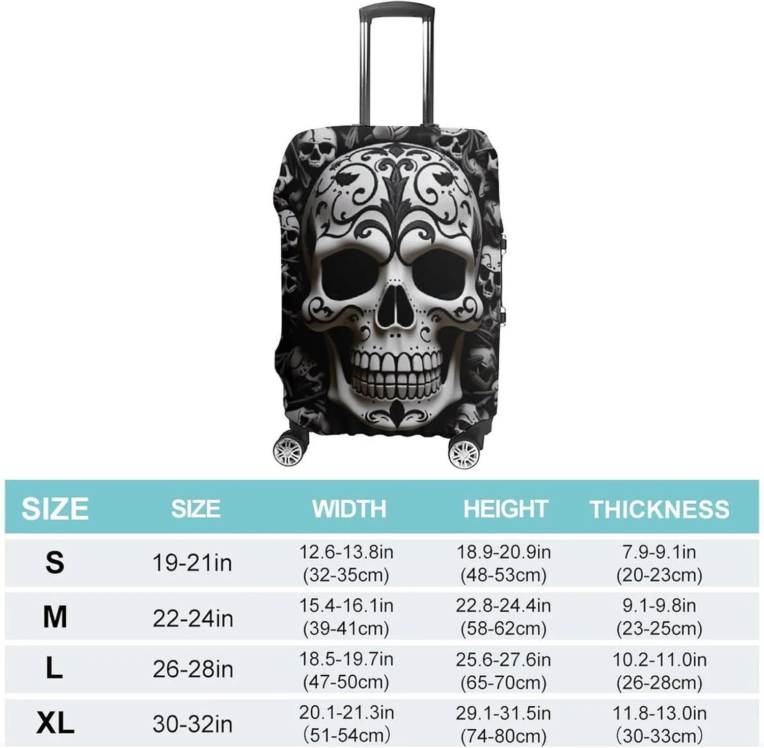 Suitcase Covers for Luggage Black And White Skulls Fashion Luggage Cover Washable Protector Waterproof Suitcase Cover Anti-scratch Travel Suitcases Covers Case for 19-32 Inch Luggages XL