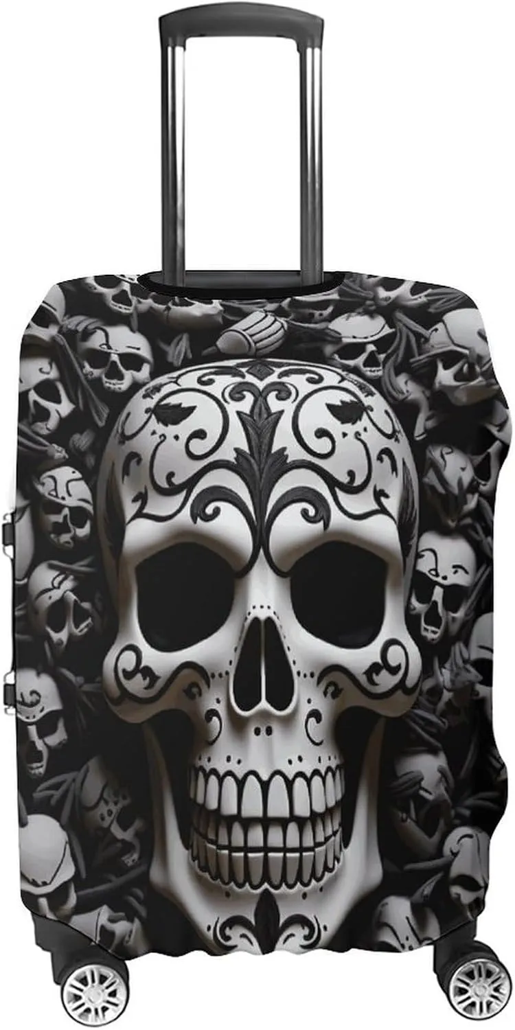 Suitcase Covers for Luggage Black And White Skulls Fashion Luggage Cover Washable Protector Waterproof Suitcase Cover Anti-scratch Travel Suitcases Covers Case for 19-32 Inch Luggages XL